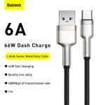 Baseus - Data Cable Cafule Series (CAKF000101) - USB-A to Type-C, 66W, Nylon Braided, Fast Charging, 1m. - Back - Image 9