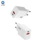 Lito - Wall Charger (LC09) - 1x USB-A, 1x Type-C, PD20W - White - Image 2