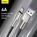Baseus - Data Cable Cafule Series (CAKF000101) - USB-A to Type-C, 66W, Nylon Braided, Fast Charging, 1m. - Back - Image 7