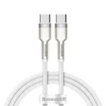 Baseus - Data Cable Cafule Series (CATJK-C02) - Type-C to Type-C, 100W, Nylon Braided, 1m. - White - Image 2