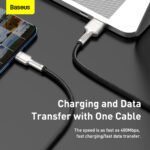 Baseus - Data Cable Cafule Series (CAKF000101) - USB-A to Type-C, 66W, Nylon Braided, Fast Charging, 1m. - Back - Image 4