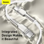 Baseus - Data Cable Cafule Series (CATJK-C02) - Type-C to Type-C, 100W, Nylon Braided, 1m. - White - Image 10