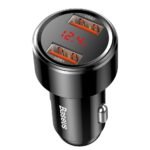 Baseus - Car Charger (CCMLC20A-01) - 45W, 2x USB-A, Led Display, QC3.0 - Black
