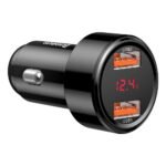 Baseus - Car Charger (CCMLC20A-01) - 45W, 2x USB-A, Led Display, QC3.0 - Black - Image 4
