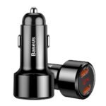 Baseus - Car Charger (CCMLC20A-01) - 45W, 2x USB-A, Led Display, QC3.0 - Black - Image 5