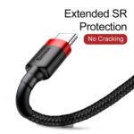 Baseus - Data Cable Cafule Series (CATKLF-U91) - USB-A to Type-C, Nylon Braided, 2A, 3m. - Black + Red - Image 6