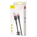 Baseus - Data Cable Cafule Series (CATKLF-U91) - USB-A to Type-C, Nylon Braided, 2A, 3m. - Black + Red - Image 7