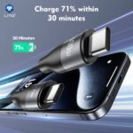 Lito - Data Cable (LD23CC) - 100W Super Charging, Type-C to Type-C, Nylon Braided, 1m. - Black - Image 3