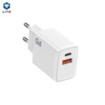 Lito - Wall Charger (LC09) - 1x USB-A, 1x Type-C, PD20W - White - Image 3