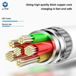 Lito - Data Cable (LD03T) - USB-A to Type-C, 2.4A, Fast Charging, 1m. - White - Image 5