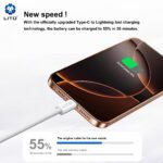 Lito - Data Cable (LD04CC) - Type-C to Type-C, 60W, Fast Charging, 1m. - White - Image 3