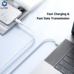 Lito - Data Cable (LD06L) - USB-A to Lightning, 2.4A, Fast Charging, 1m. - White - Image 2