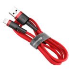 Baseus - Data Cable Cafule Series (CALKLF-C09) - USB-A to Lightning. Nylon Braided, 2m. - Red + Black - Image 2