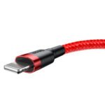 Baseus - Data Cable Cafule Series (CALKLF-C09) - USB-A to Lightning. Nylon Braided, 2m. - Red + Black - Image 4