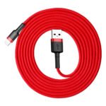 Baseus - Data Cable Cafule Series (CALKLF-C09) - USB-A to Lightning. Nylon Braided, 2m. - Red + Black - Image 5