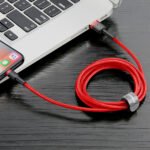 Baseus - Data Cable Cafule Series (CALKLF-C09) - USB-A to Lightning. Nylon Braided, 2m. - Red + Black - Image 6