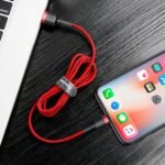 Baseus - Data Cable Cafule Series (CALKLF-C09) - USB-A to Lightning. Nylon Braided, 2m. - Red + Black - Image 7