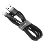 Baseus - Data Cable Cafule Series (CALKLF-BG1) - USB-A to Lightning, Nylon Braided, 2.4A, 1m. - Black - Image 2