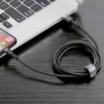 Baseus - Data Cable Cafule Series (CALKLF-BG1) - USB-A to Lightning, Nylon Braided, 2.4A, 1m. - Black - Image 4