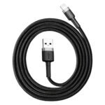 Baseus - Data Cable Cafule Series (CALKLF-BG1) - USB-A to Lightning, Nylon Braided, 2.4A, 1m. - Black - Image 5