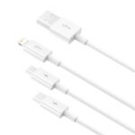 Baseus - Data Cable Superior Series (CAMLTYS-02) - 3in1, USB-A to M+L+C, Fast Charging, 3.5A, 1.5m. - White - Image 3