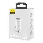 Baseus - Car Charger (CCALLP-02) - 4.8A, 2x USB-A, Mini Appearance, Grain Pro - White - Image 5