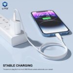 Lito - Data Cable (LD03T) - USB-A to Type-C, 2.4A, Fast Charging, 1m. - White - Image 3