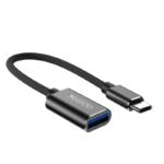 Yesido - Adapter (GS01) - 10cm Line Legth, Type-C OTG, USB 2.0 Super Fast Data Transmission - Black - Image 2