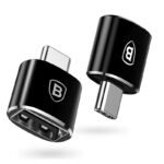Baseus - Adapter (CATOTG-01) - Mini USB female to Type-C male adapter converter, 2.4A, OTG - Black - Image 3