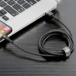 Baseus - Data Cable Cafule Series (CALKLF-RG1) - USB-A to Lightning, Nylon Braided, 2A, 3m. - Black - Image 3