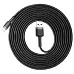 Baseus - Data Cable Cafule Series (CALKLF-RG1) - USB-A to Lightning, Nylon Braided, 2A, 3m. - Black - Image 2