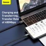Baseus - Data Cable Rapid Series (CAJS000001) - 3in1, USB-A to M+A+L, 3.5A, 1.2m. - Black - Image 4